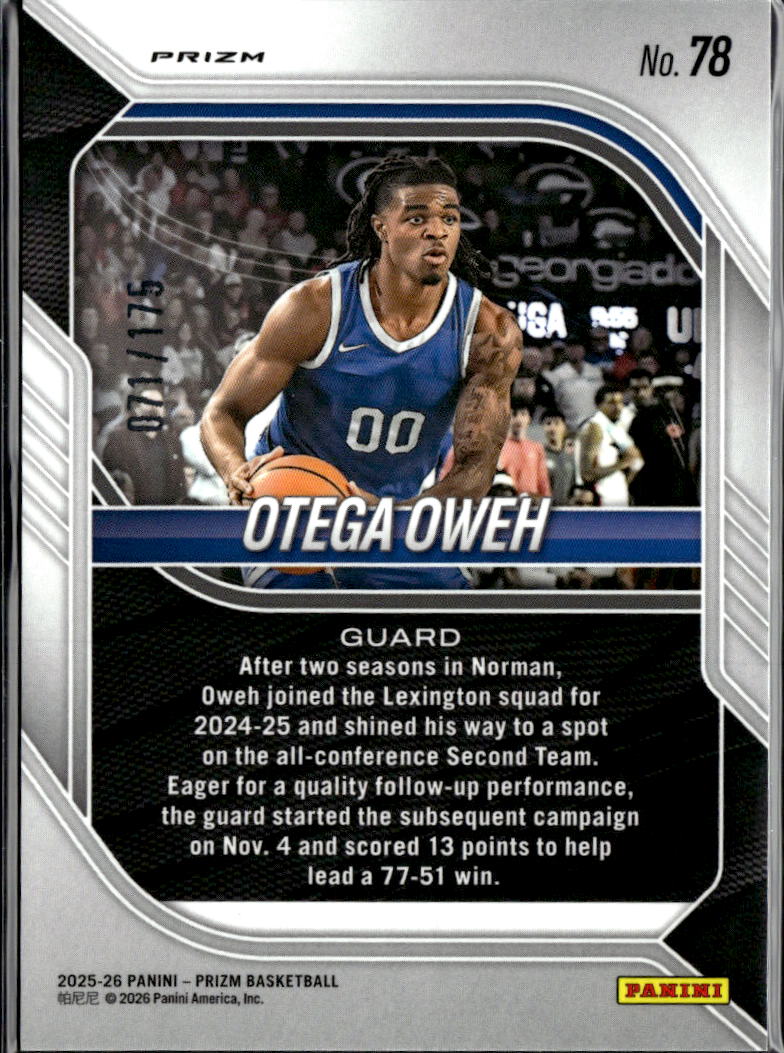Otega Oweh 2026  Prizm Orange Pulsar Rookie RC /175 Kentucky Wildcats