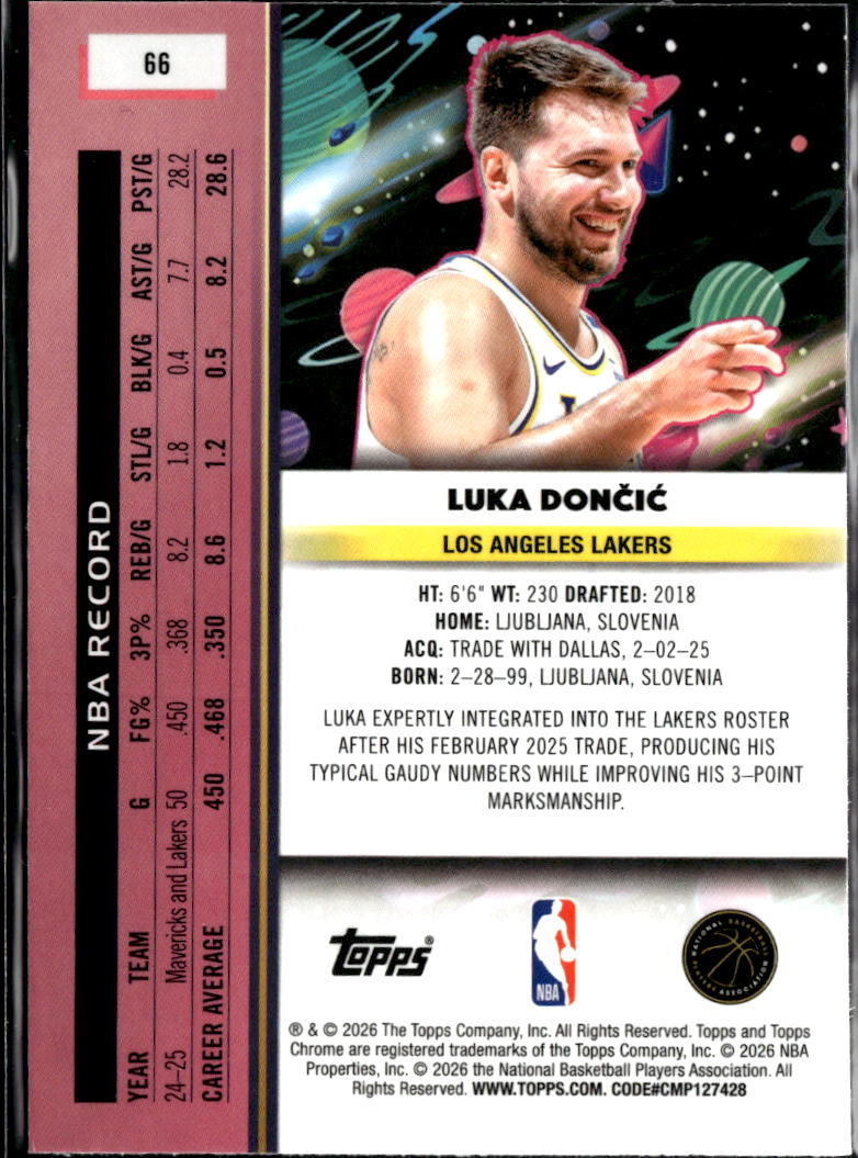 Luka Dončić 2026 Topps Chrome Cosmic Los Angeles Lakers