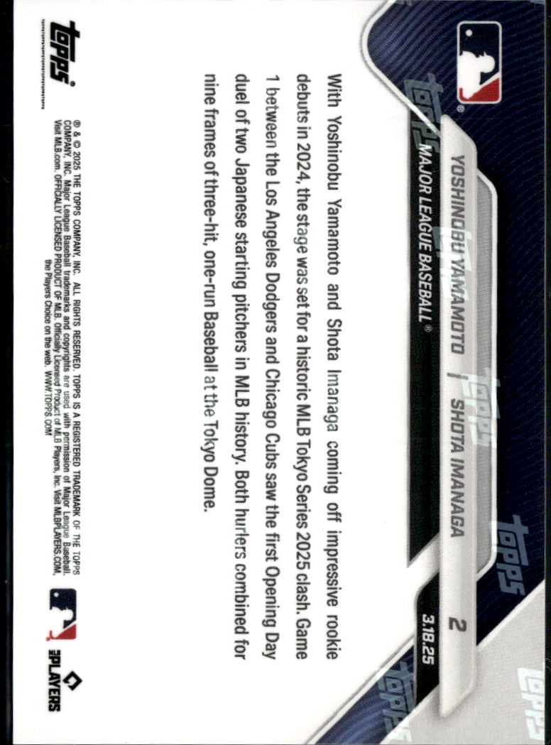 Yoshinobu Yamamoto Shota Imanaga 2025 Topps Now Tokyo #2 Dodgers Cubs