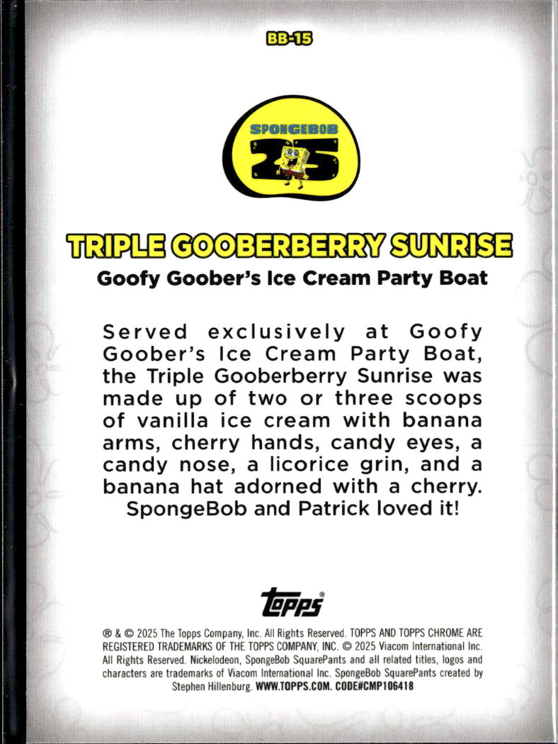 Goofy Goober 2025 Topps Chrome SpongeBob SquarePants 25th Anniversary #BB-15