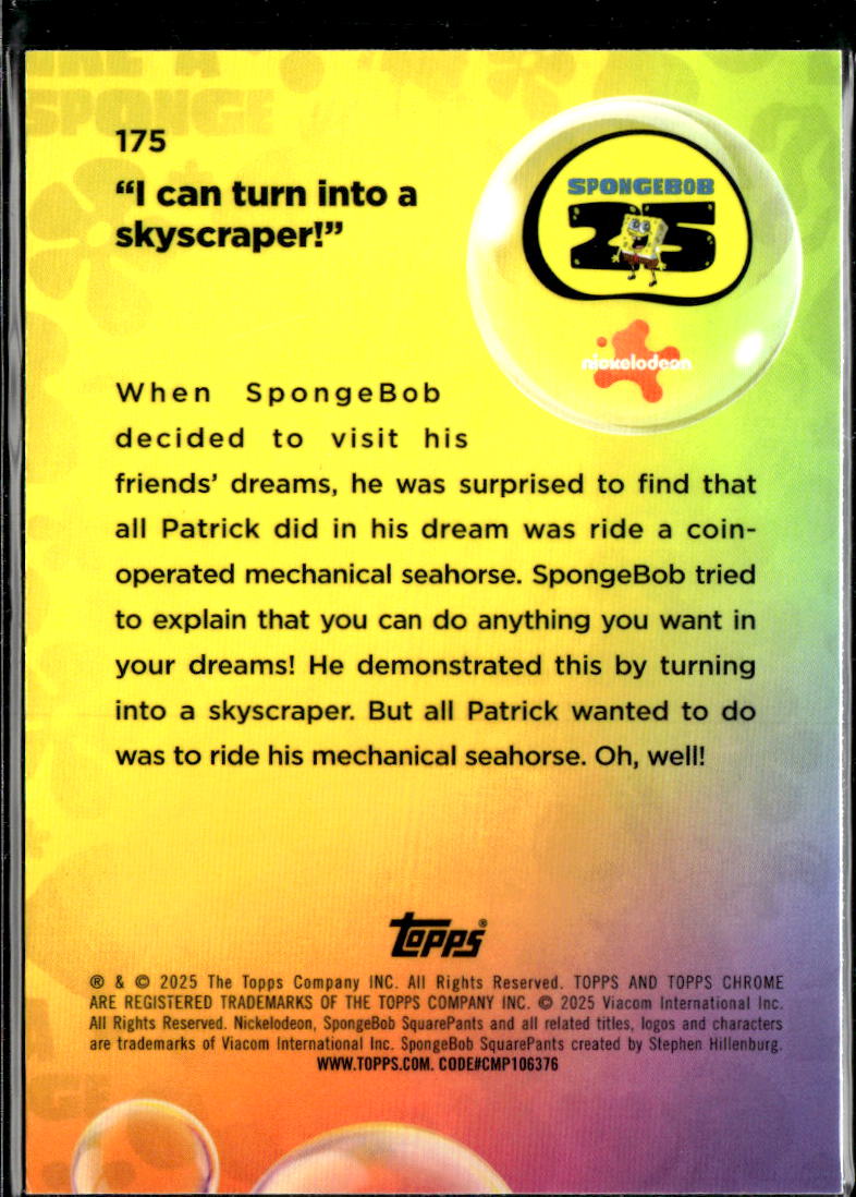 I Can Turn into A Skyscraper 2025 Topps Chrome SpongeBob SquarePants #175