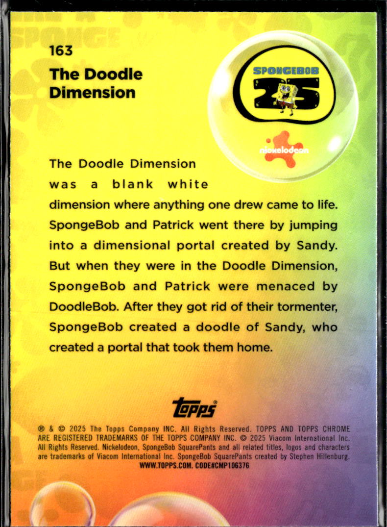 The Doodle Dimension 2025 Topps Chrome SpongeBob SquarePants #163