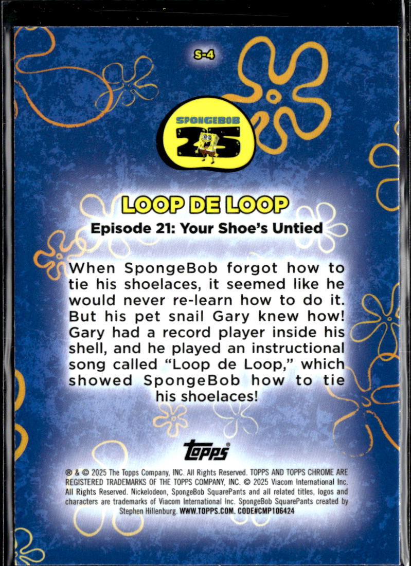 Loop De Loop 2025 Topps Chrome SpongeBob SquarePants Insert #S-4