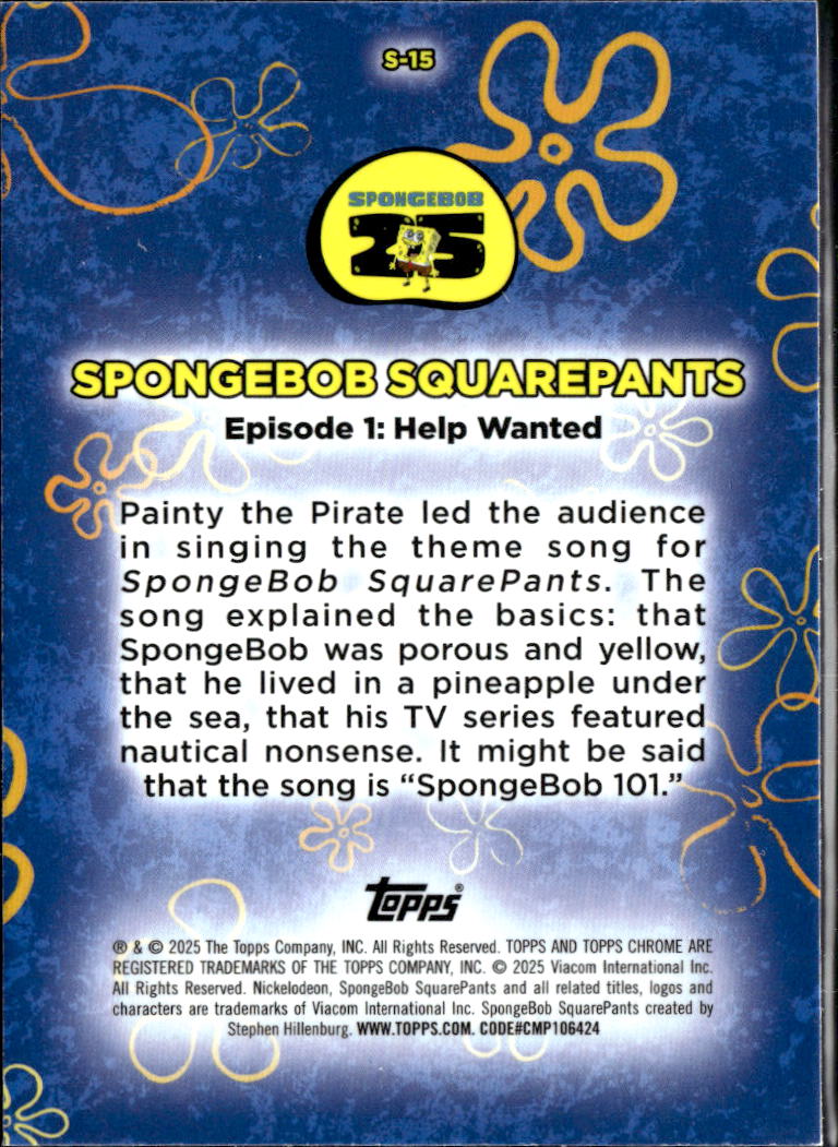 Theme 2025 Topps Chrome SpongeBob SquarePants Insert #S-15