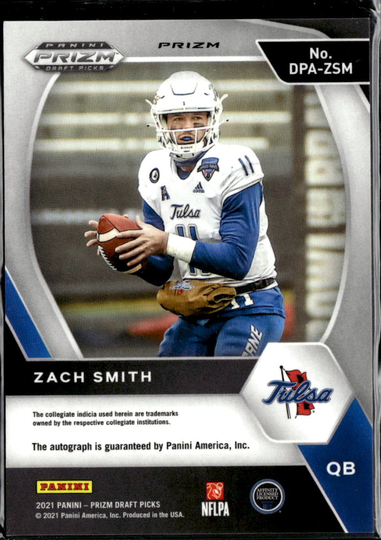 Zach Smith 2021 Prizm Draft Picks Auto Autograph GOLD Ice Tulsa Golden Hurricane