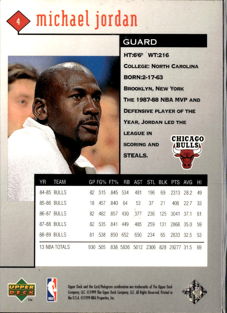 Michael Jordan 1999 Upper Deck Black Diamond #4 Chicago Bulls