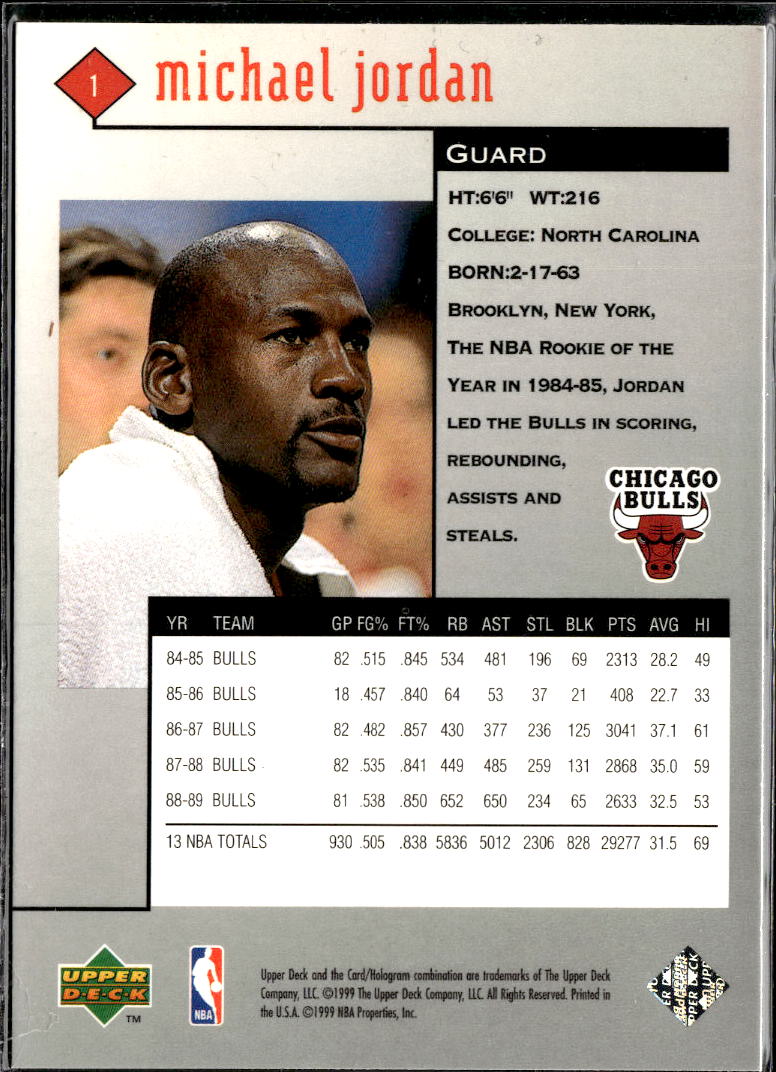 Michael Jordan 1999 Upper Deck Black Diamond #1 Chicago Bulls