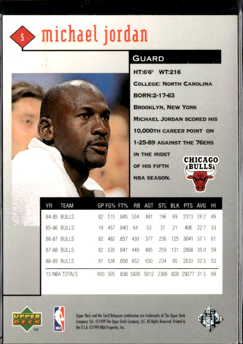 Michael Jordan 1999 Upper Deck Black Diamond #5 Chicago Bulls
