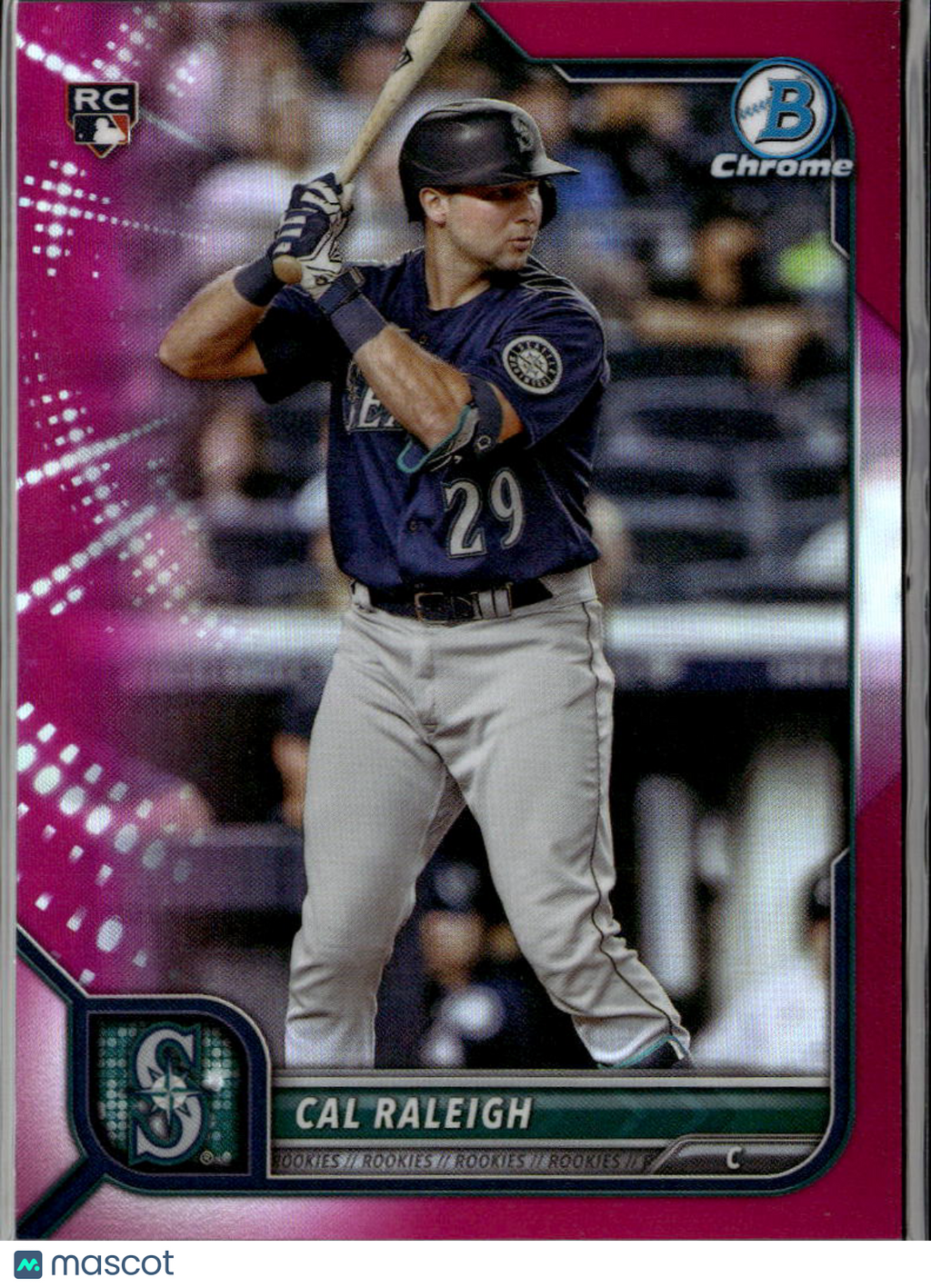 Cal Raleigh 2022 Bowman Chrome RC Fuchsia Rookie 162/299 Seattle Mariners