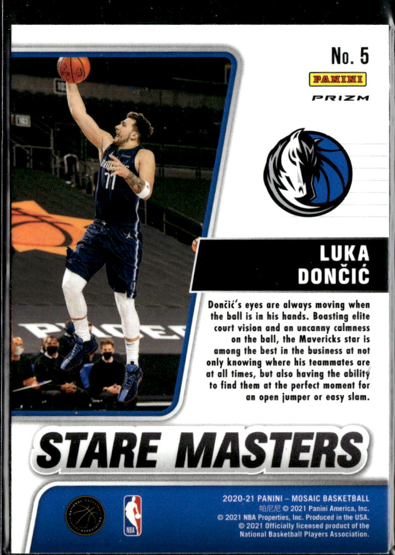 Luka Doncic 2020-21 Mosaic Stare Masters Mosaic Prizm Dallas Mavericks