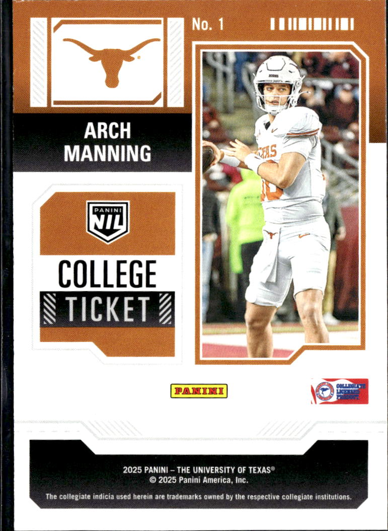Arch Manning 2025 Panini Contenders Rookie RC Texas Longhorns