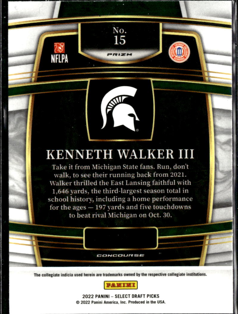 Kenneth Walker III 2022 Select Draft Red Laser RC Rookie Michigan State Chiefs