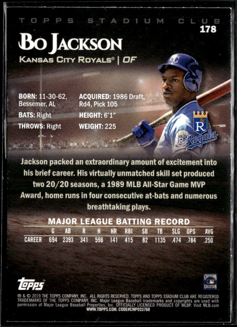 Bo Jackson 2019 Topps Stadium Club Kansas City Royals