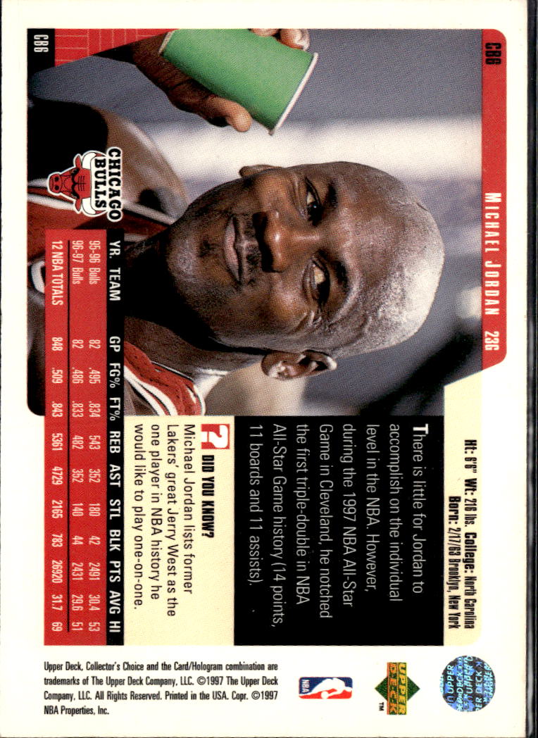 Michael Jordan 1997 Upper Deck Collector's Choice Chicago Bulls