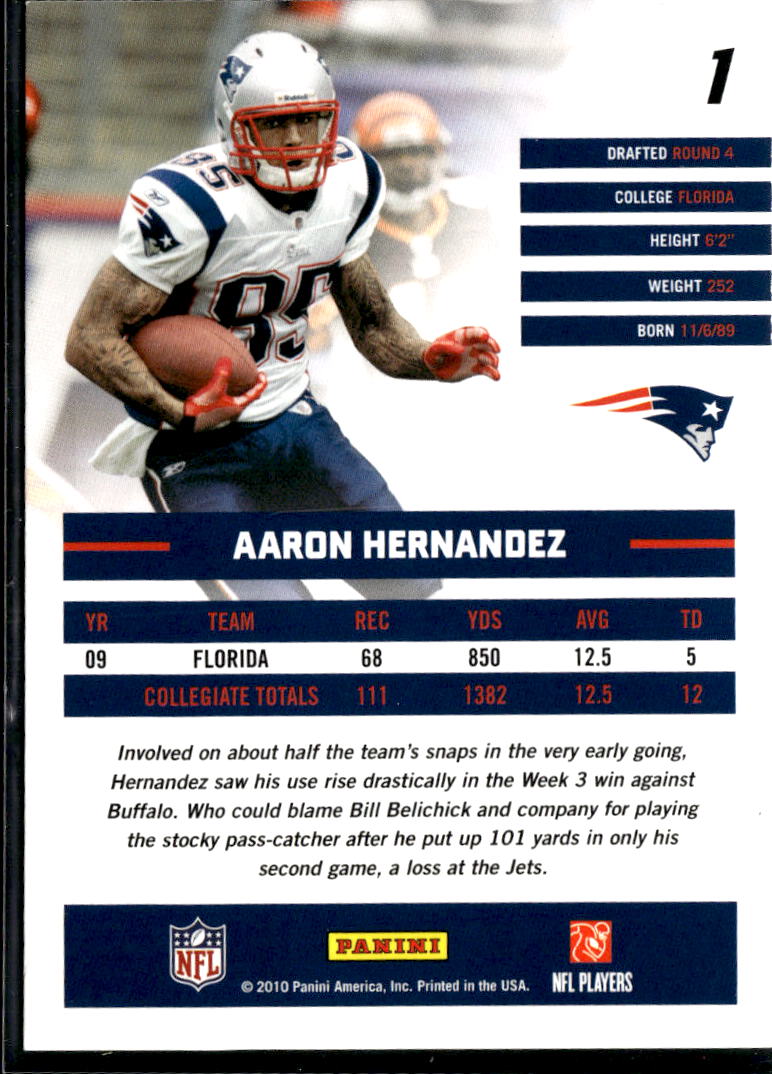 Aaron Hernandez 2010 Donruss Rated Rookie RC New England Patriots
