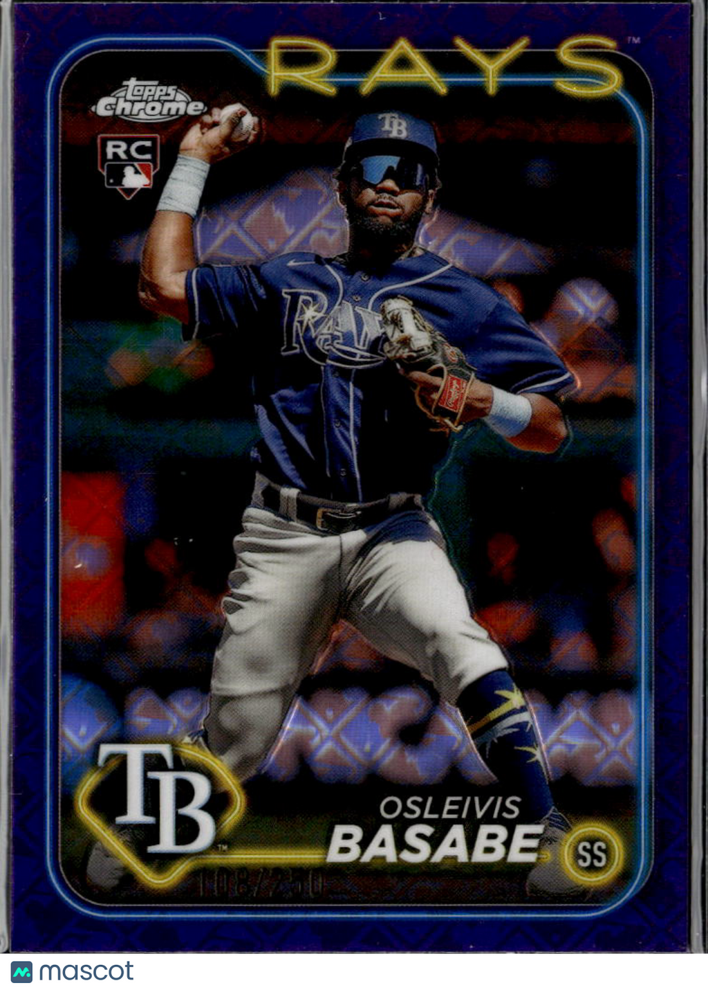 Osleivis Basabe 2024 Topps Chrome Purple Logofractor RC /250 Tampa Bay Rays