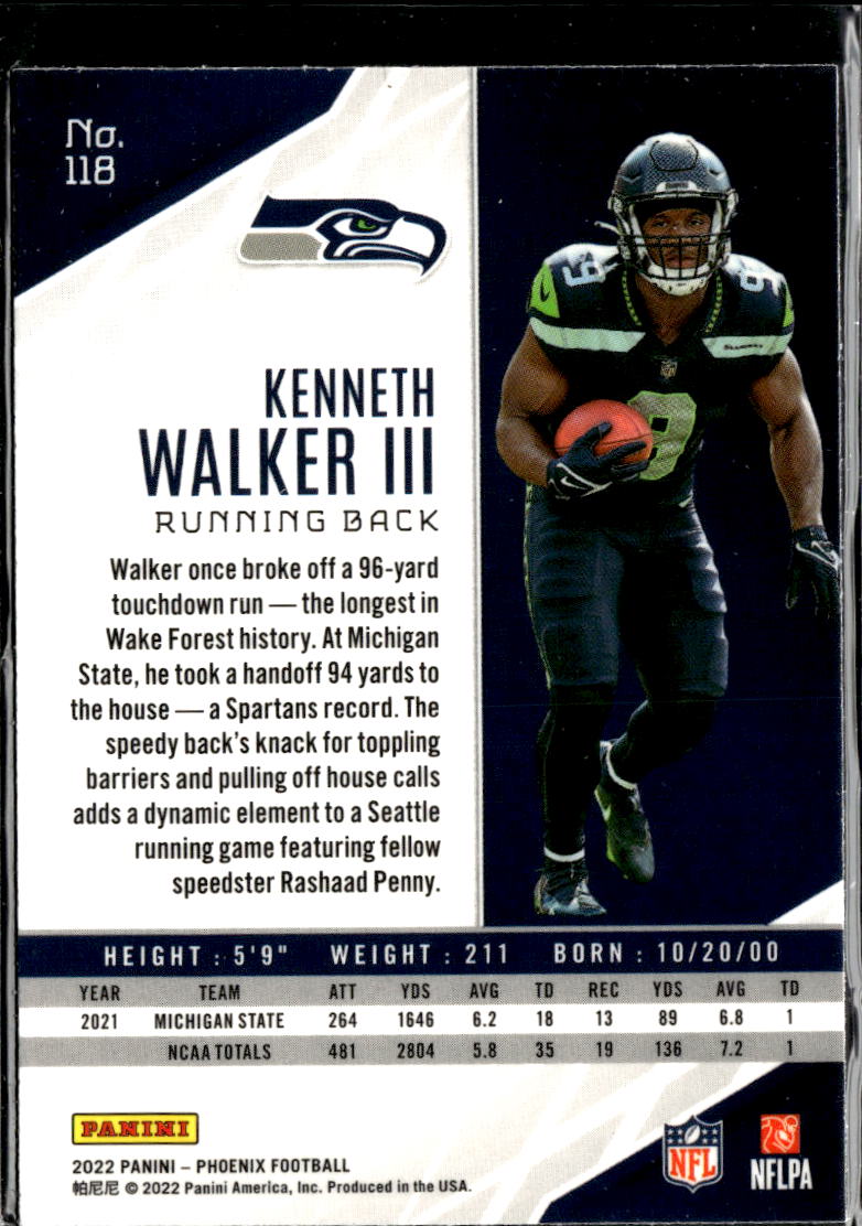 Kenneth Walker III 2022 Phoenix Rookie RC Seattle Seahawks
