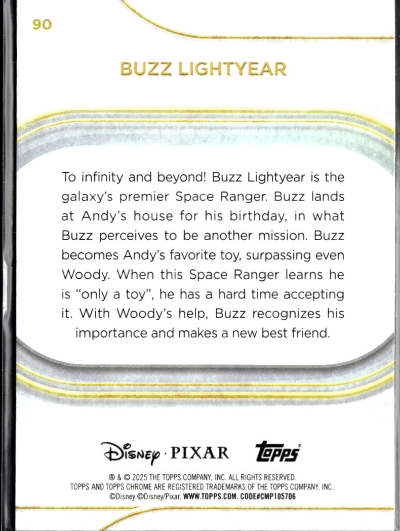 Buzz Lightyear 2025 Topps Chrome Disney Pixar #90