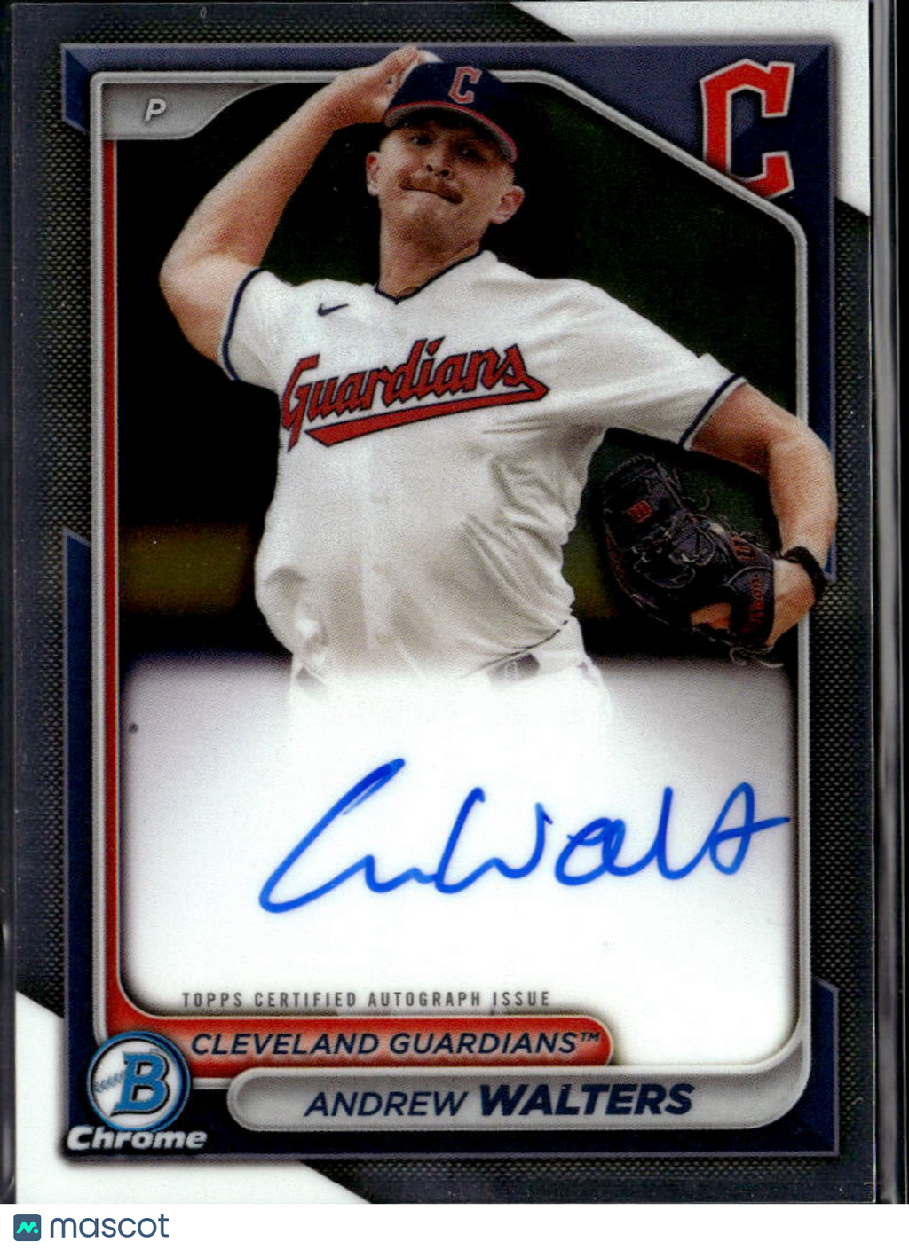 Andrew Walters 2024 Bowman Chrome Auto Autograph Cleveland Guardians