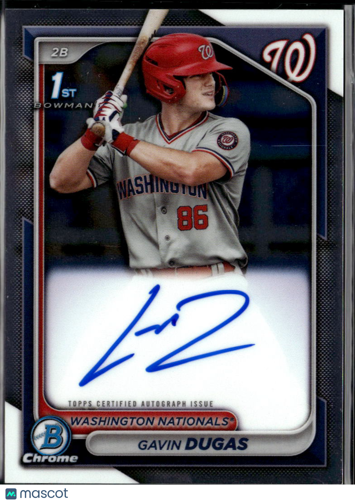 Gavin Dugas 2024 Bowman Chrome 1st Auto Autograph Washington Nationals