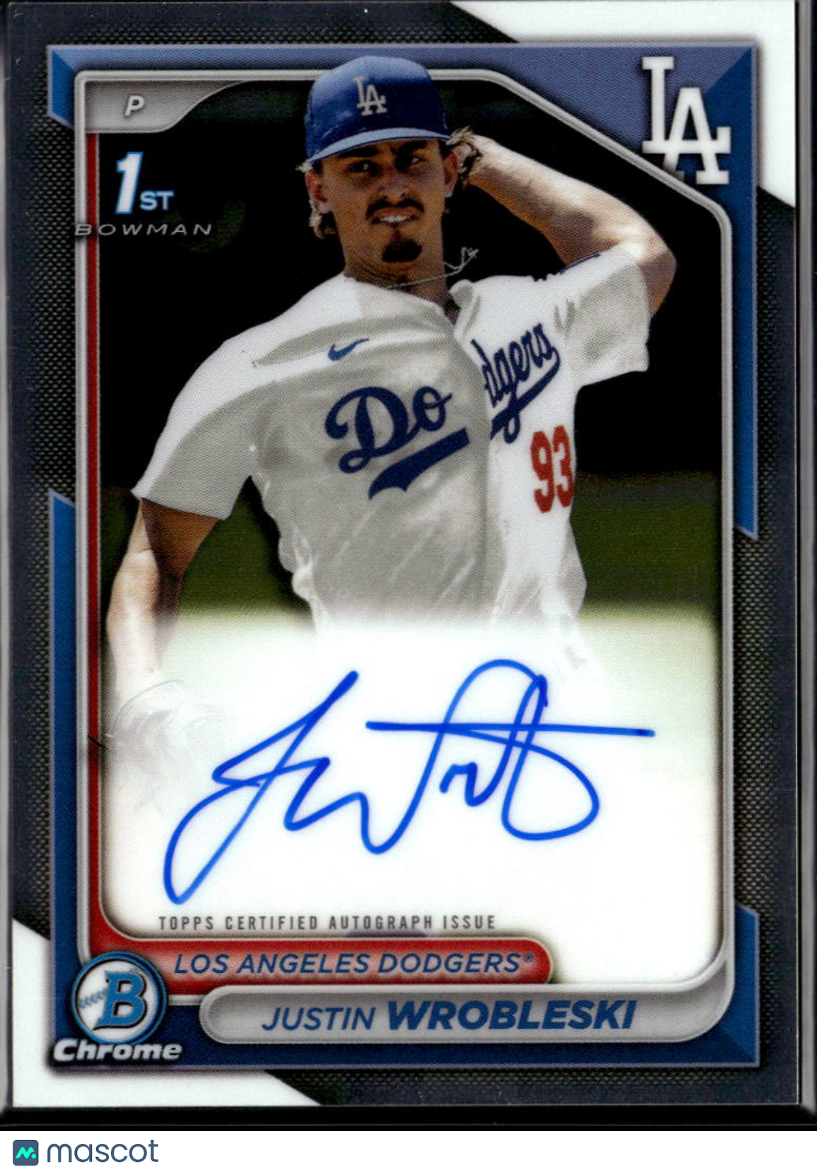 Justin Wrobleski 2024 Bowman Chrome 1st Auto Autograph Los Angeles Dodgers