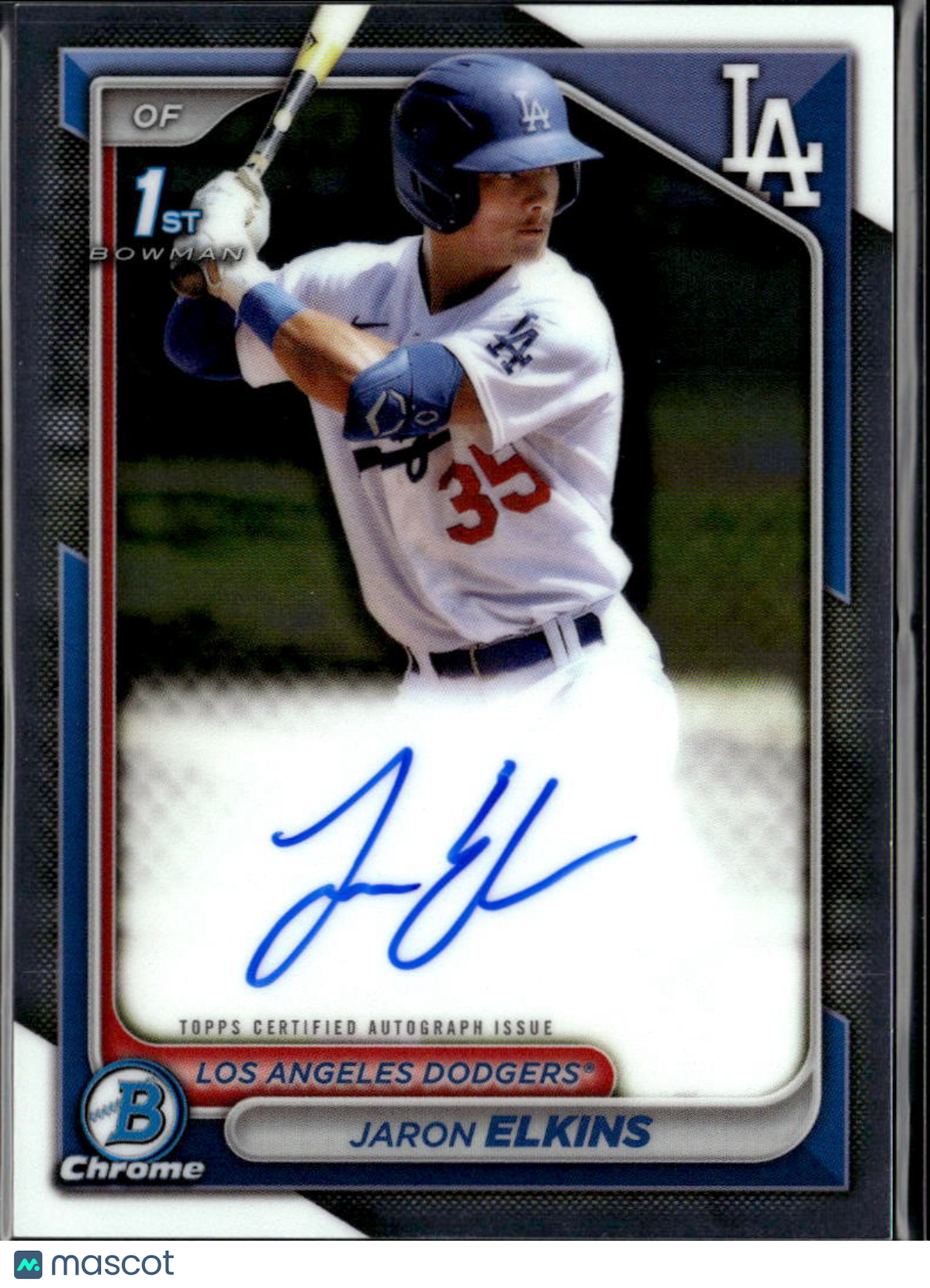 Jaron Elkins 2024 Bowman Chrome 1st Auto Autograph Los Angeles Dodgers