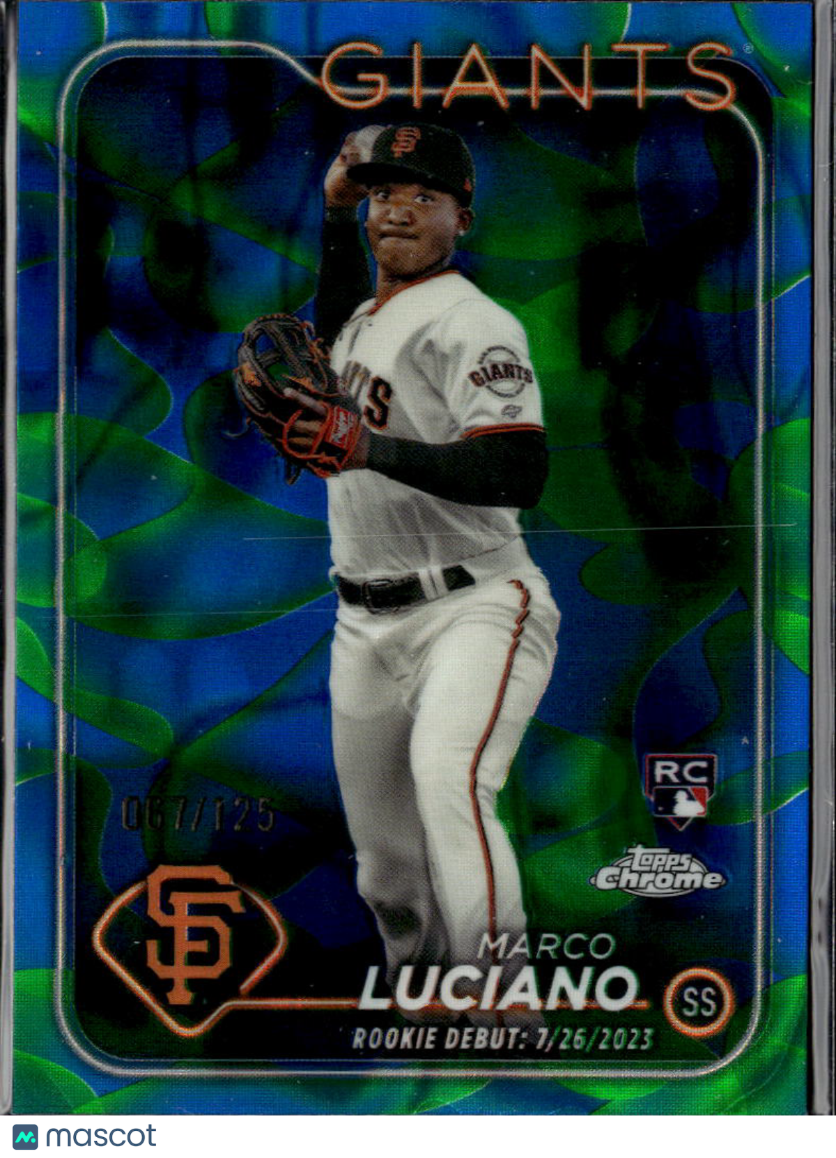 Marco Luciano 2024 Topps Chrome Blue Green Lava RC 67/125 San Francisco Giants