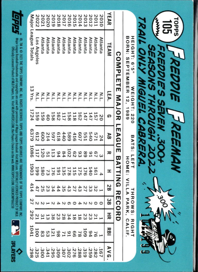 Freddie Freeman 2023 Topps Archives Holo 107/199 Los Angeles Dodgers