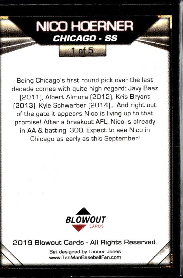 Nico Hoerner 2019 Blowout Cards Auto Autograph Chicago Cubs