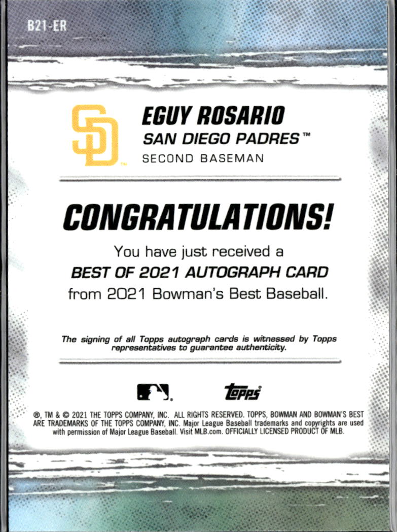 Eguy Rosario 2021 Bowman's Best Auto Autograph San Diego Padres