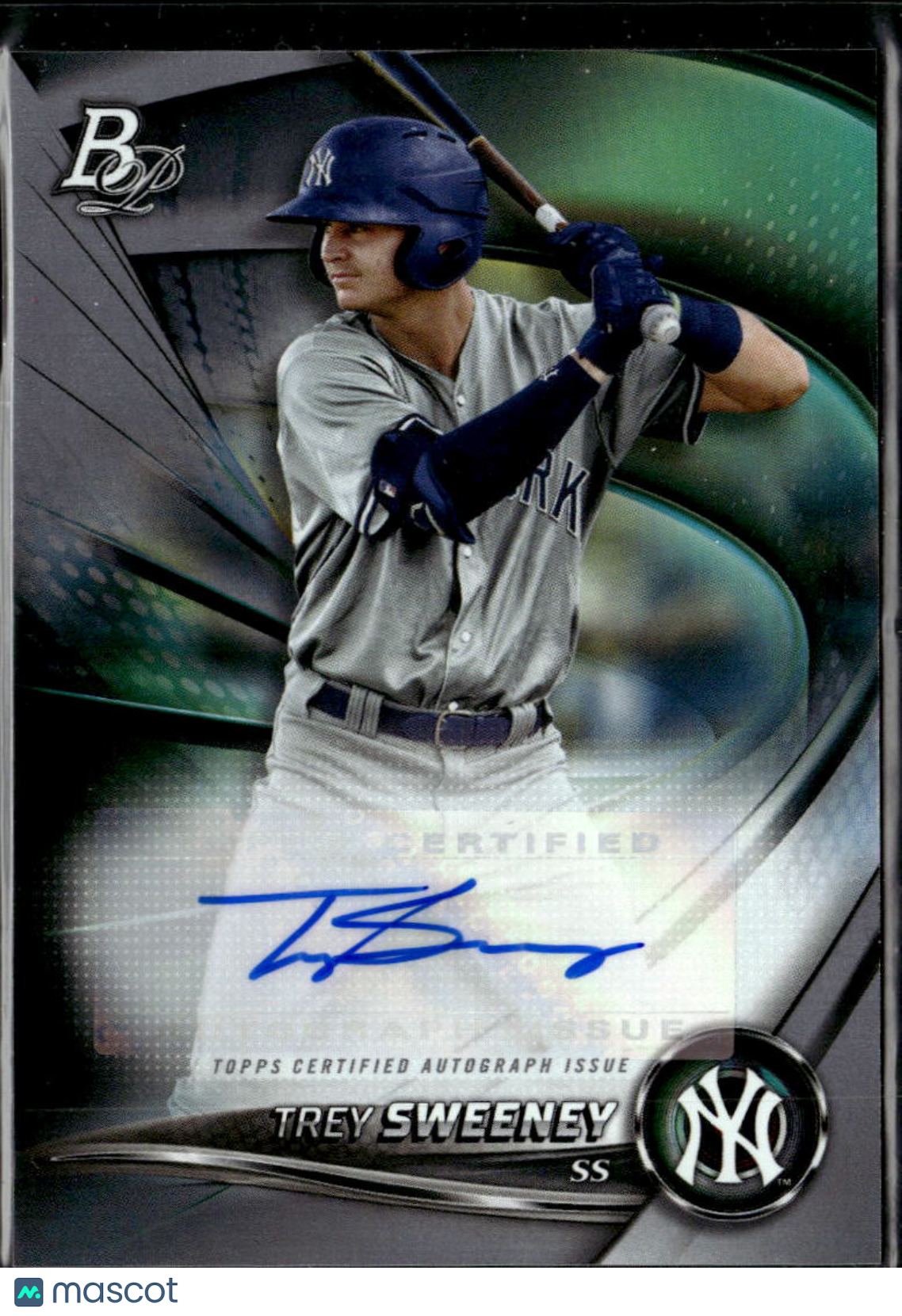 Trey Sweeney 2022 Bowman Platinum Auto Autograph New York Yankees