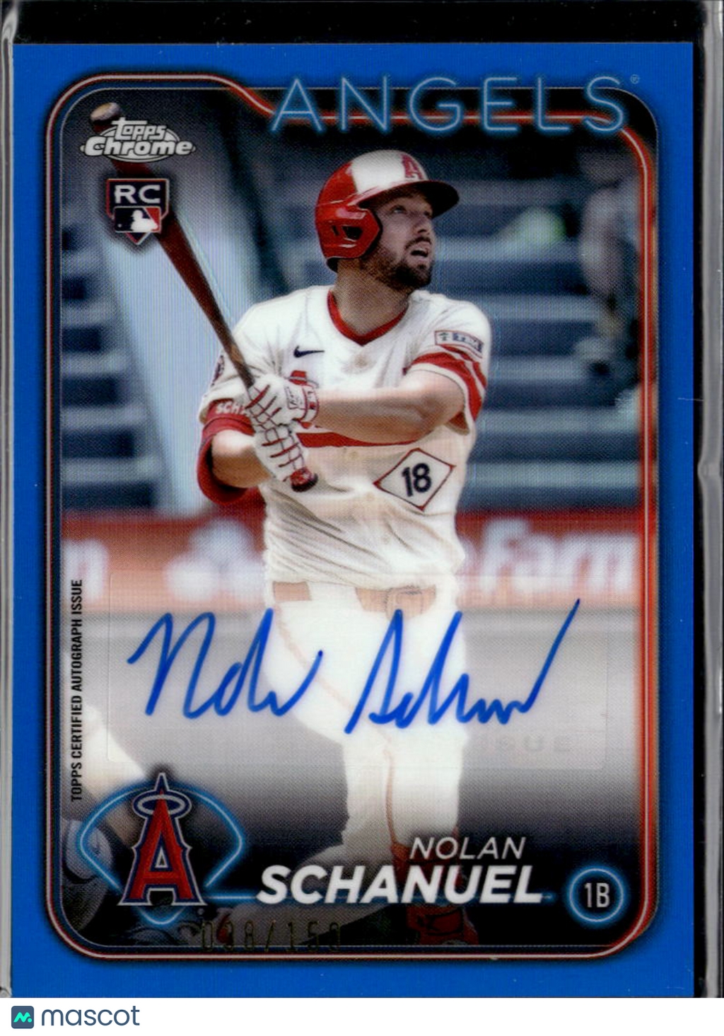 Nolan Schanuel 2024 Topps Chrome Auto Autograph RC /150 Los Angeles Angels