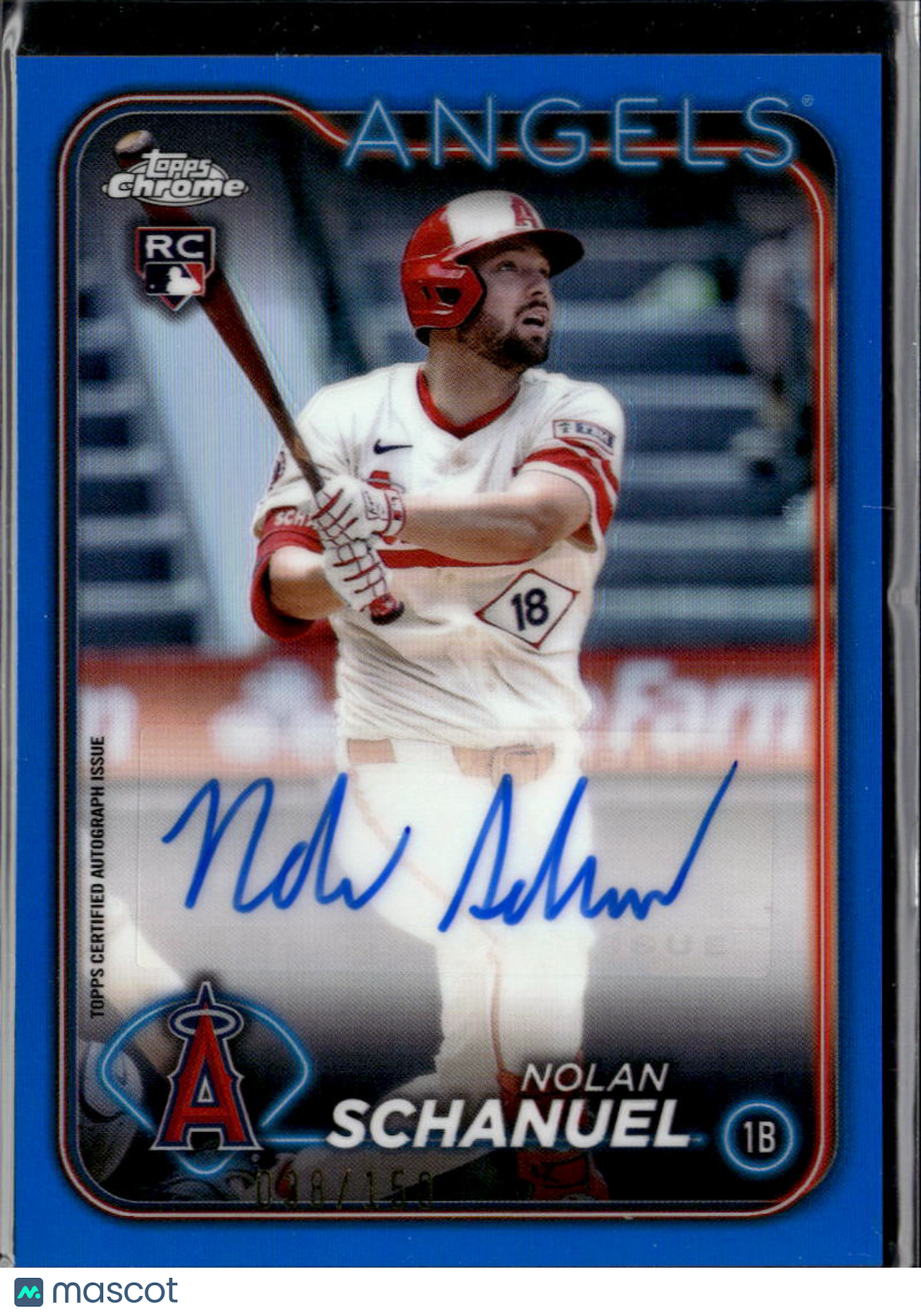 Nolan Schanuel 2024 Topps Chrome Auto Autograph RC /150 Los Angeles Angels
