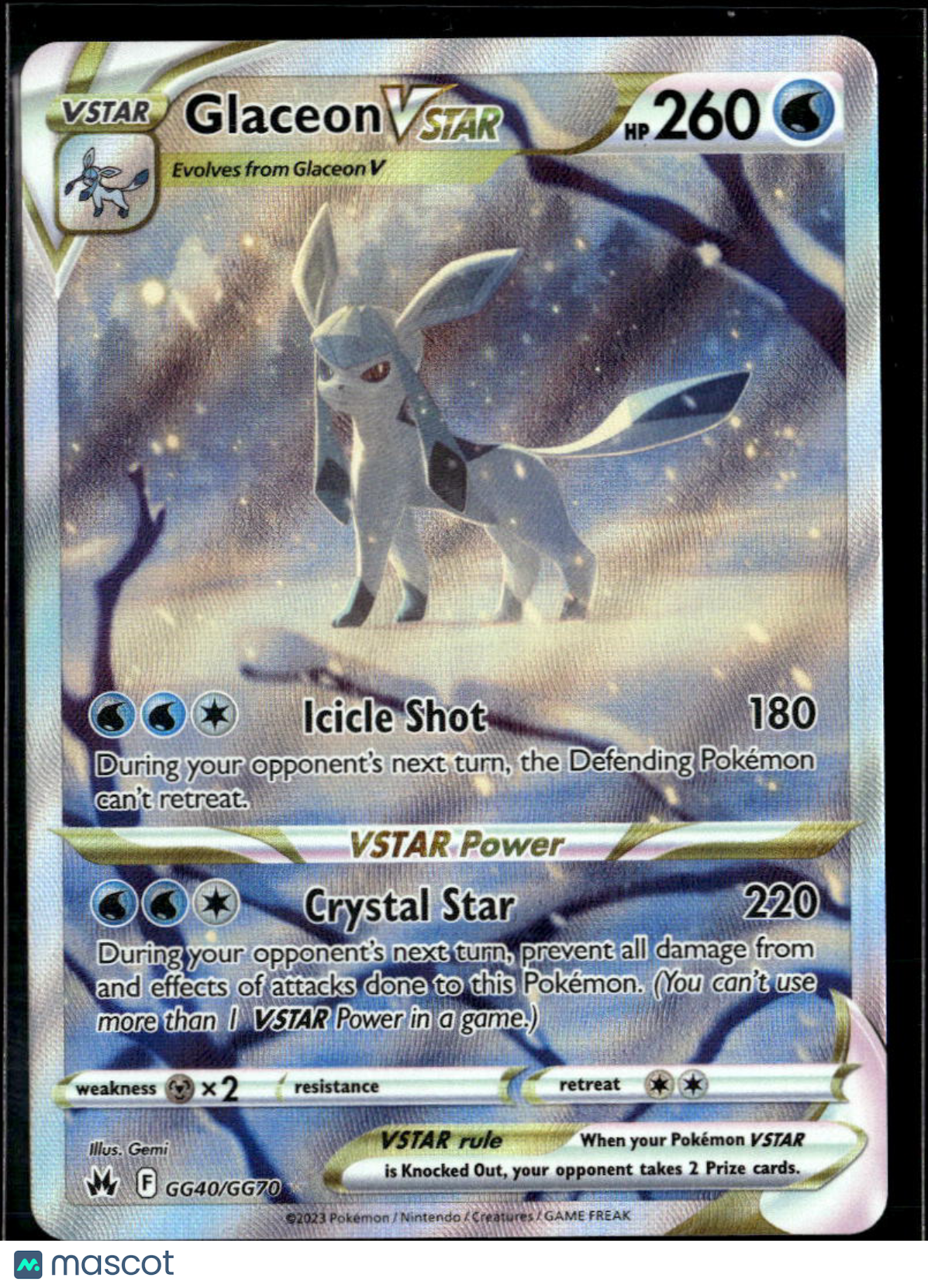 Glaceon VSTAR 2023 Crown Zenith Holo SAR #GG40/GG70