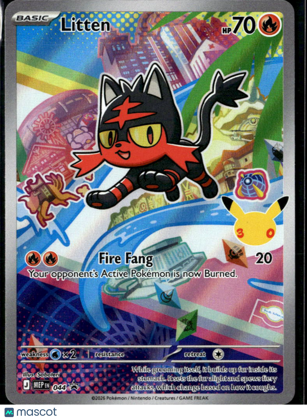 Litten Mega Evolution Holo Black Star Promo FA #044