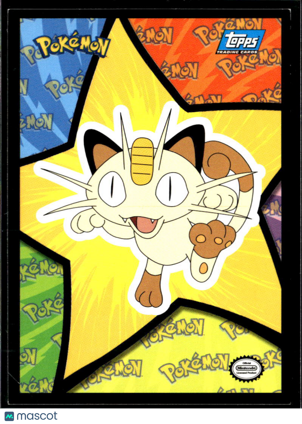 Meowth Topps 1999 Sticker Trading Card