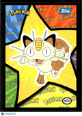 Meowth Topps 1999 Sticker Trading Card