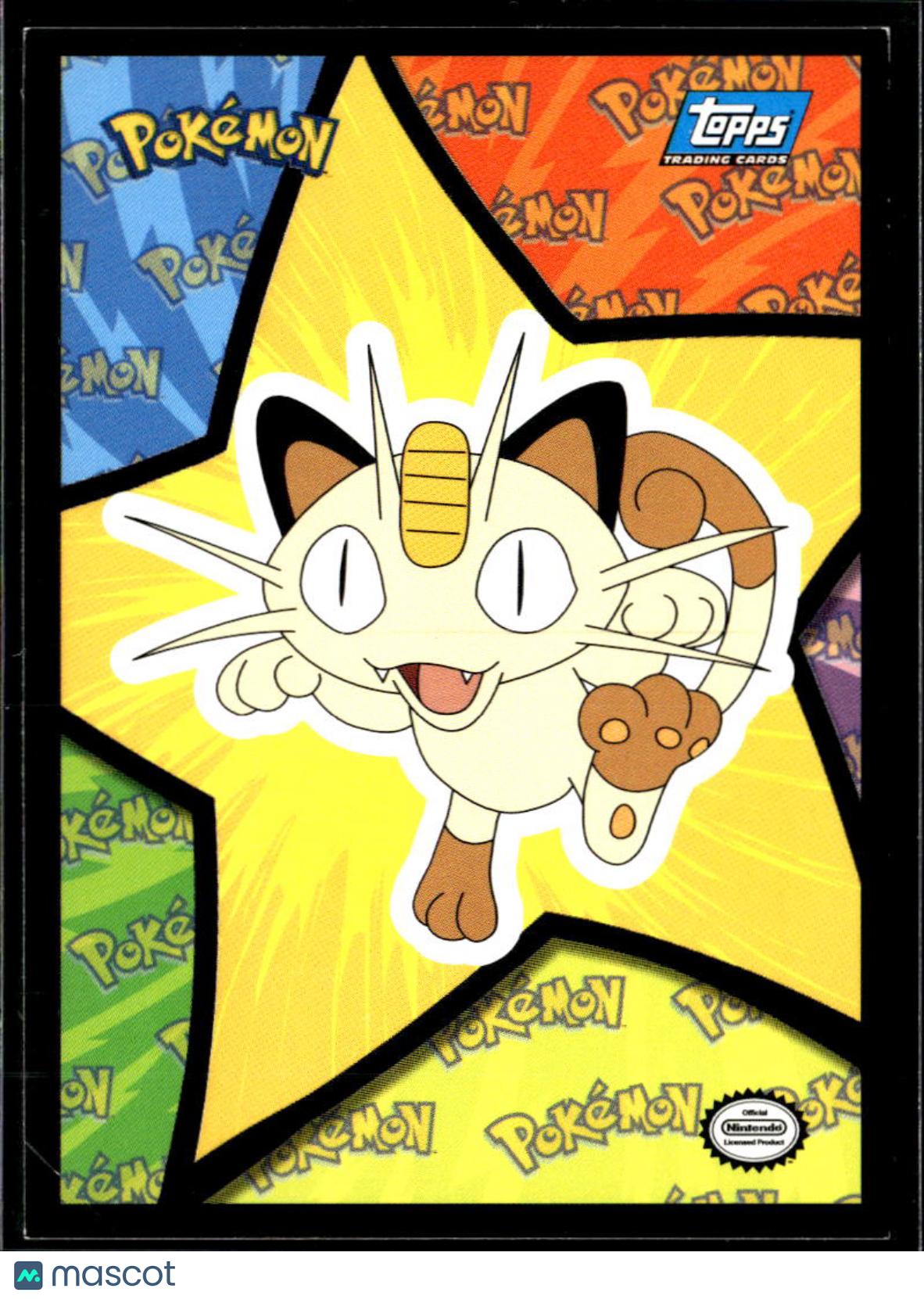 Meowth Topps 1999 Sticker Trading Card