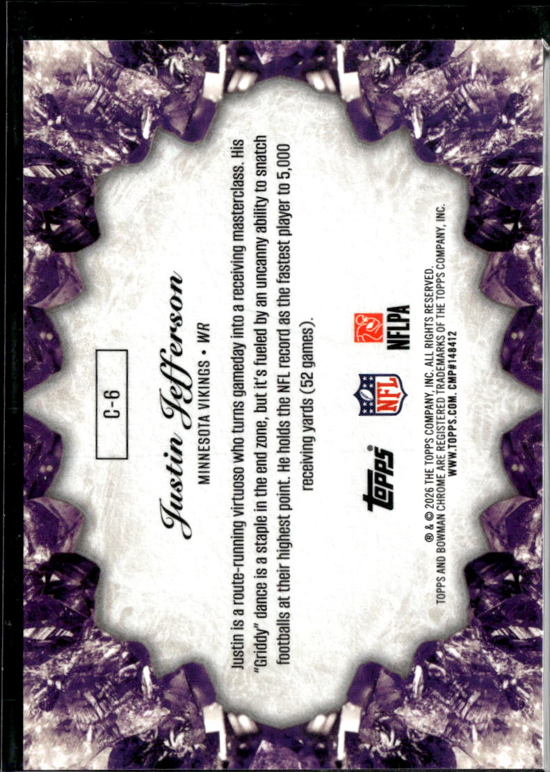 Justin Jefferson 2026 Bowman Chrome Crystallized GOLD Refractor 26/50 Vikings