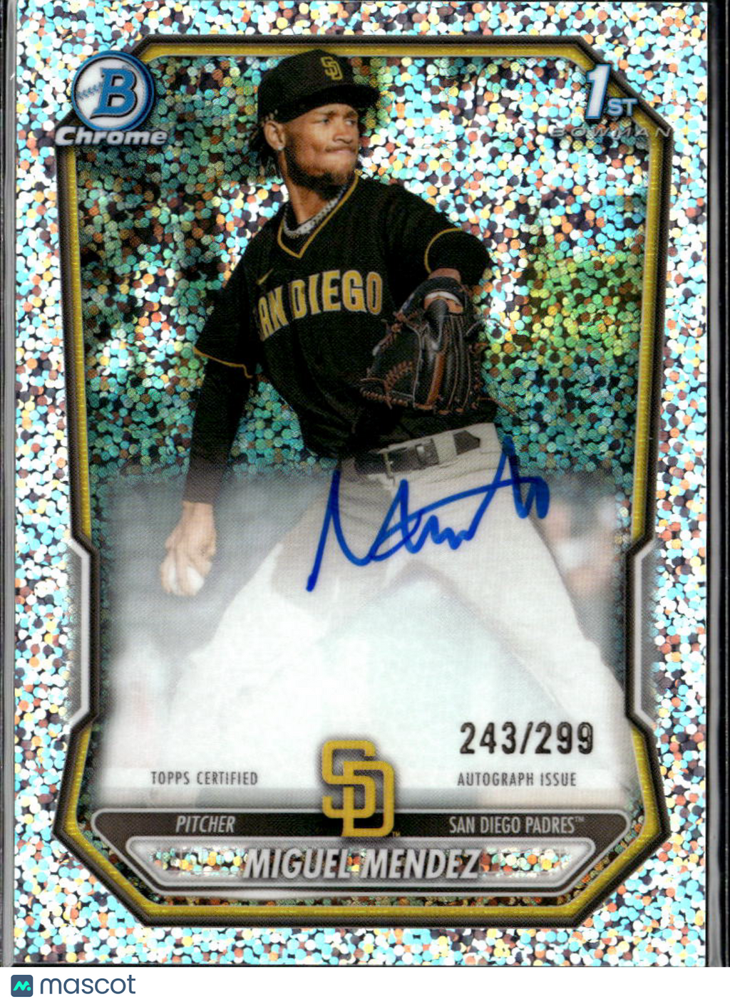 Miguel Mendez 2026 Bowman Chrome 1st Auto Autograph 243/299 San Diego Padres