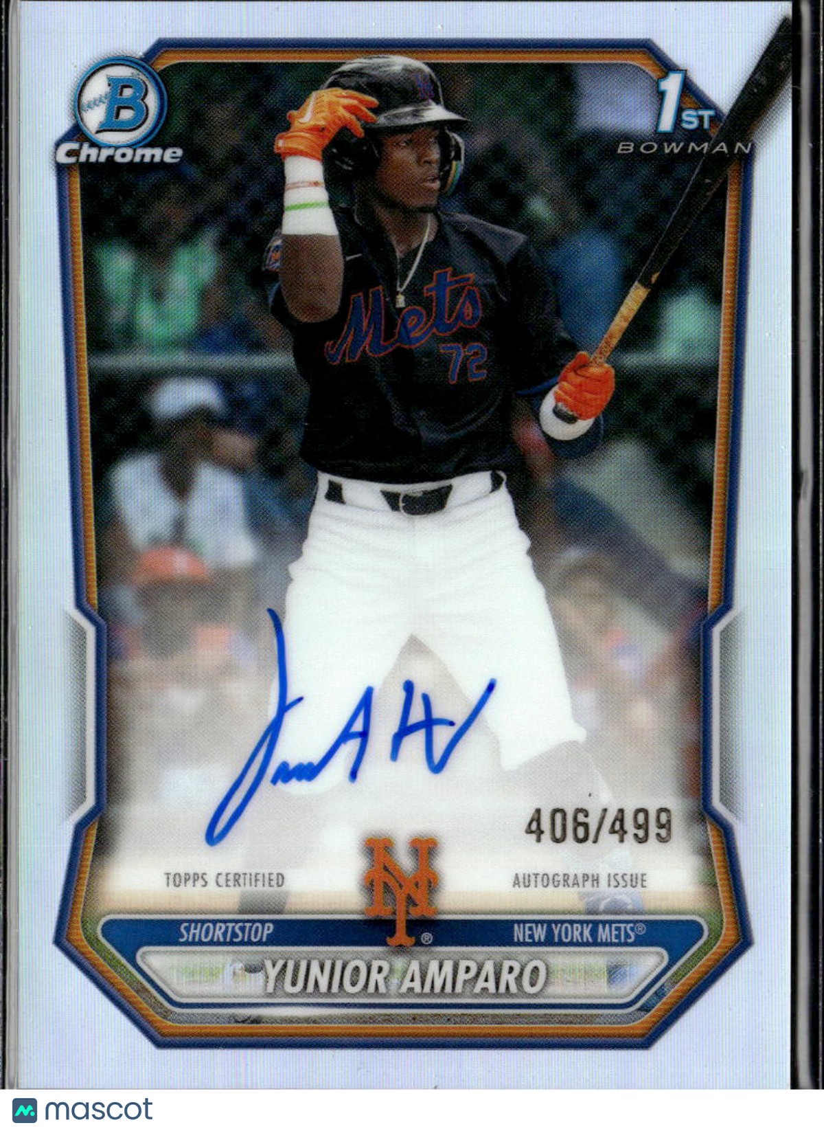 Yunior Amparo 2026 Bowman Chrome 1st Auto Autograph 406/499 New York Mets