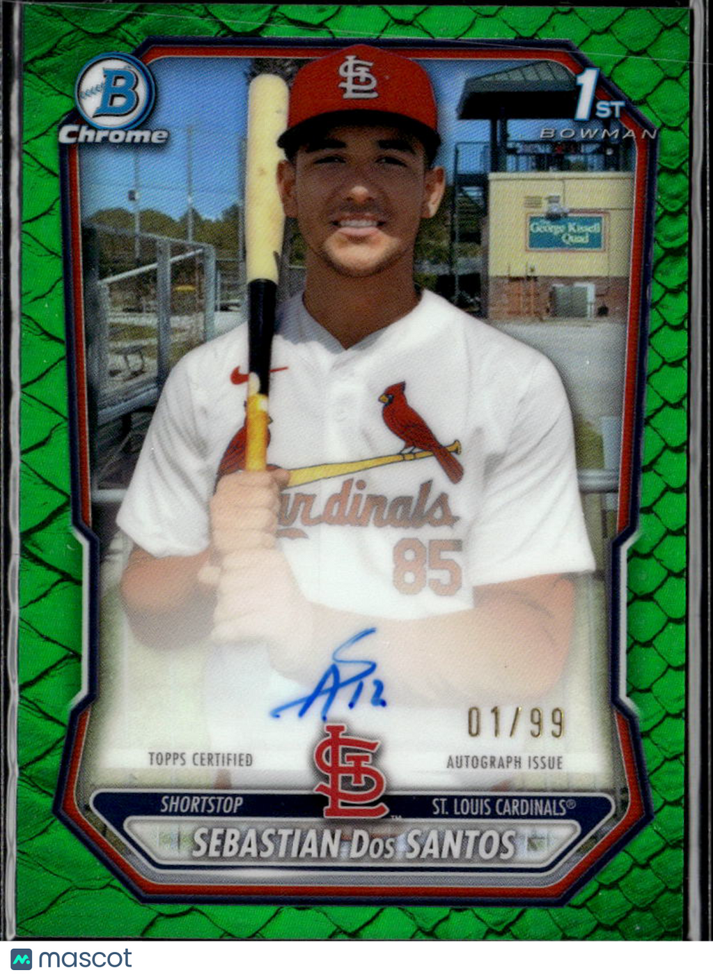 Sebastian Dos Santos 2026 Bowman Chrome 1st Auto Autograph 1/99 Stl Cardinals