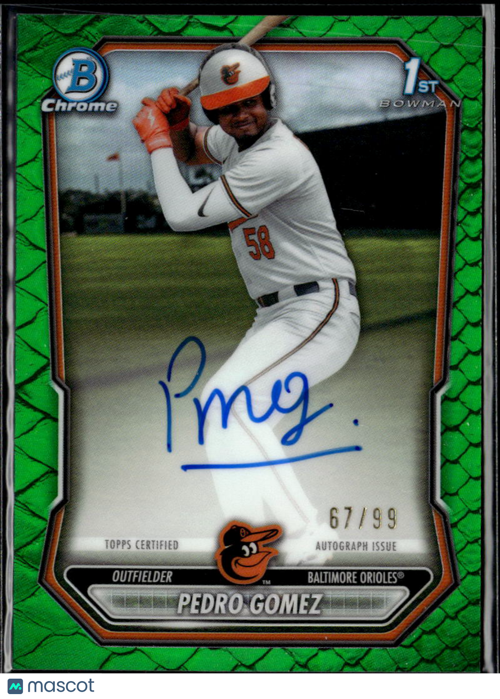 Pedro Gomez 2026 Bowman Chrome 1st Auto Autograph 67/99 Baltimore Orioles