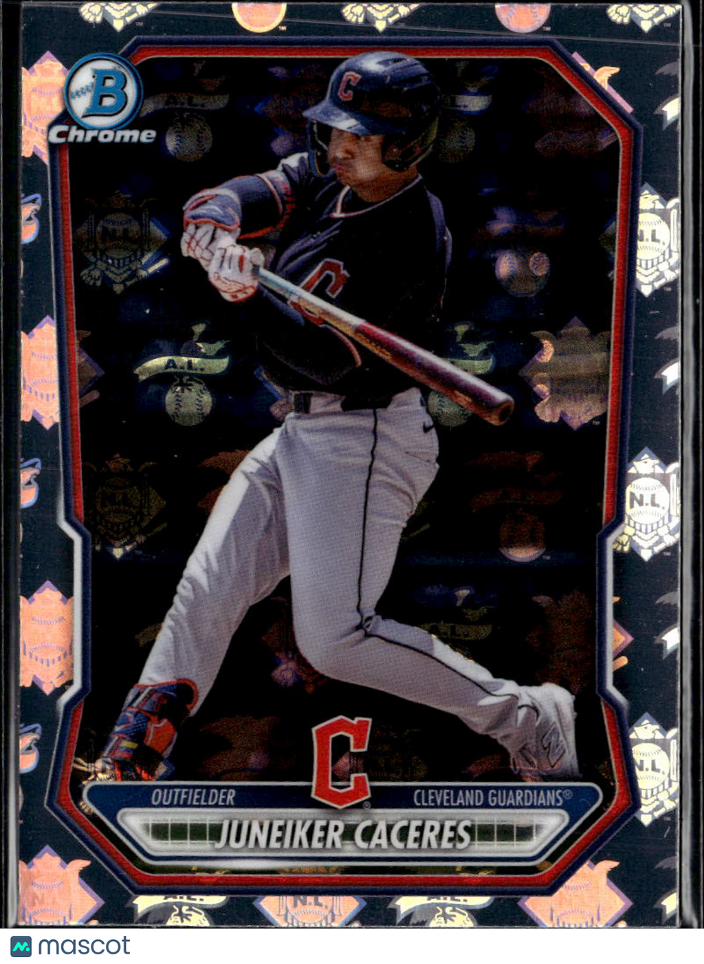 Juneiker Caceres 2026 Bowman Chrome NL Logo SSP Cleveland Guardians