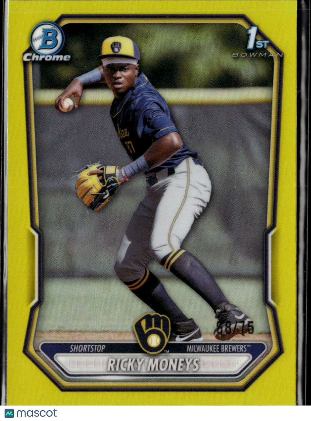 Ricky Moneys 2026 Bowman Chrome Yellow Milwaukee Brewers