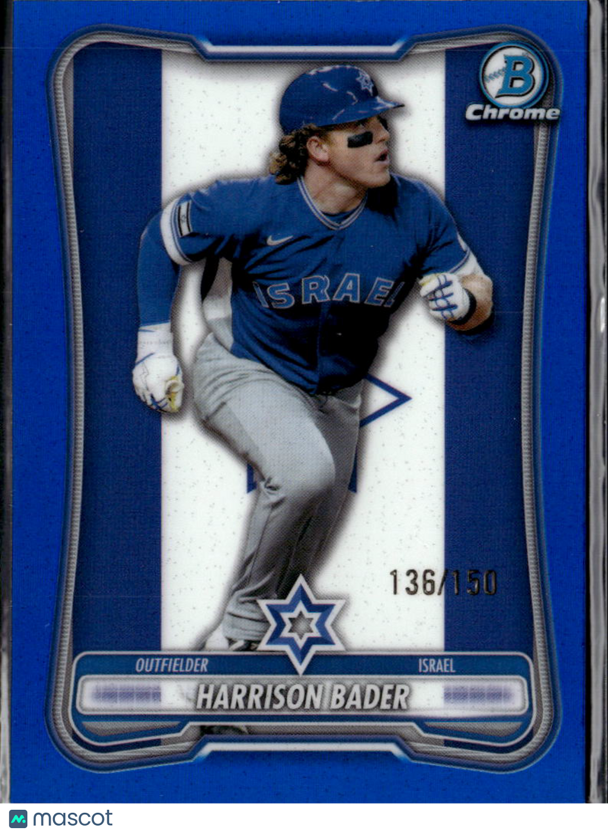Harrison Bader 2026 Bowman Chrome WBC Blue Refractor 136/150 Israel