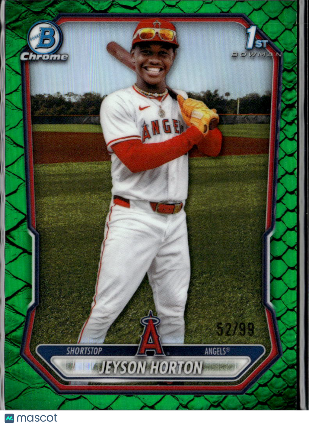 Jeyson Horton 2026 Bowman Chrome 1st Green Reptilian 52/99 Los Angeles Angels