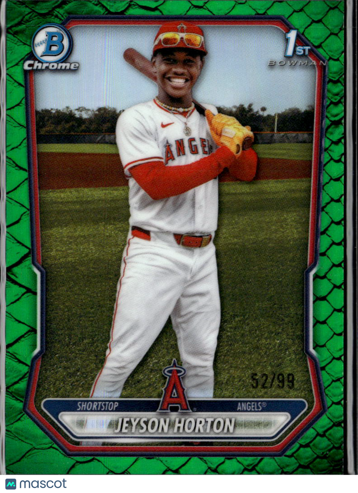 Jeyson Horton 2026 Bowman Chrome 1st Green Reptilian 52/99 Los Angeles Angels