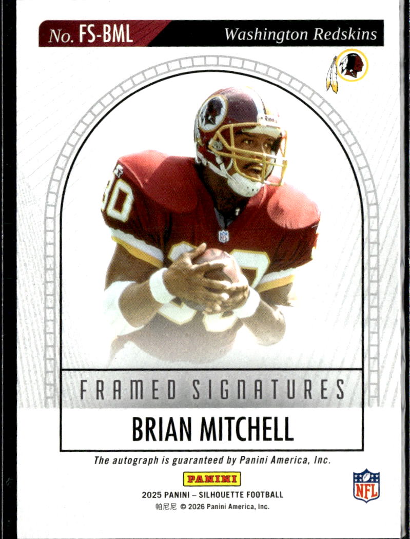 Brian Mitchell 2025 Silhouette Auto Autograph 15/99 Washington Redskins
