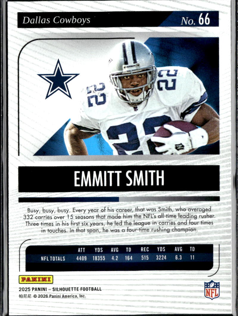 Emmitt Smith 2025 Silhouette Emerald Green SSP 4/5 Dallas Cowboys